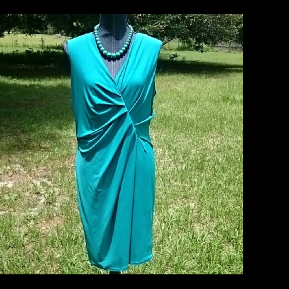 JONES of NY - Teal Stretch sleeveless Summer Dress